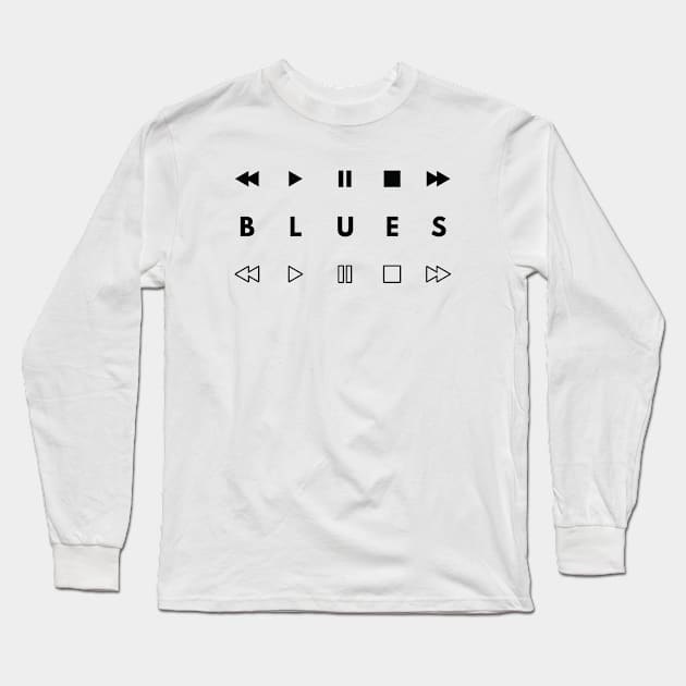 Blues Style Music Player Buttons Light Theme Long Sleeve T-Shirt by nightsworthy